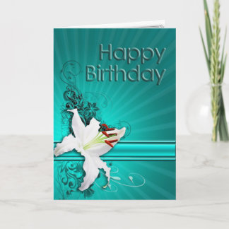 Birthday card with a lily