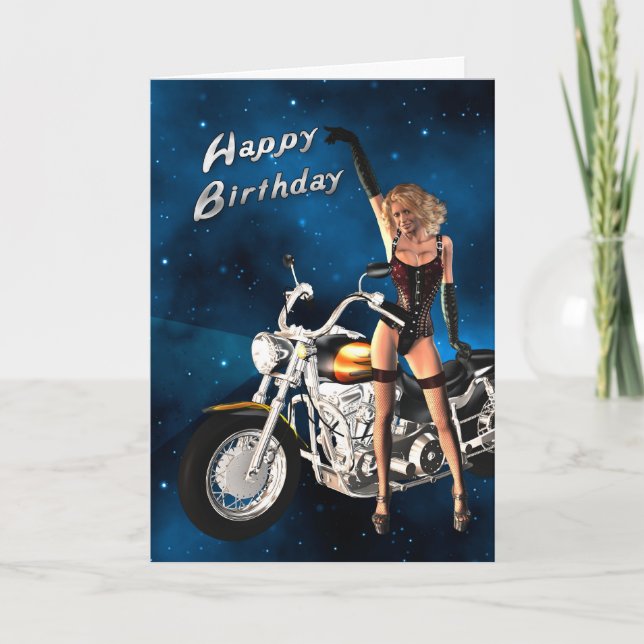 Birthday card with a motorbike (Front)