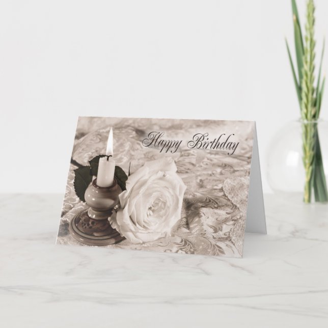 Birthday card with an antique rose (Front)