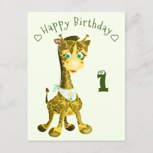 Birthday Card with Baby Giraffe - Add Year Name