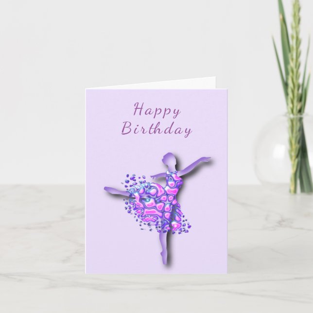 Birthday Card with Ballerina Girl Ballet Dancer (Front)