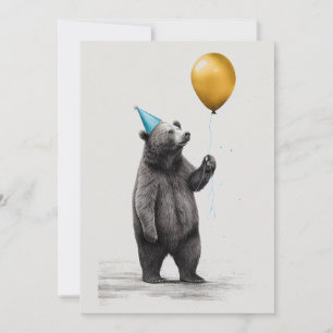 Birthday Card with Bear Flat Greeting Card