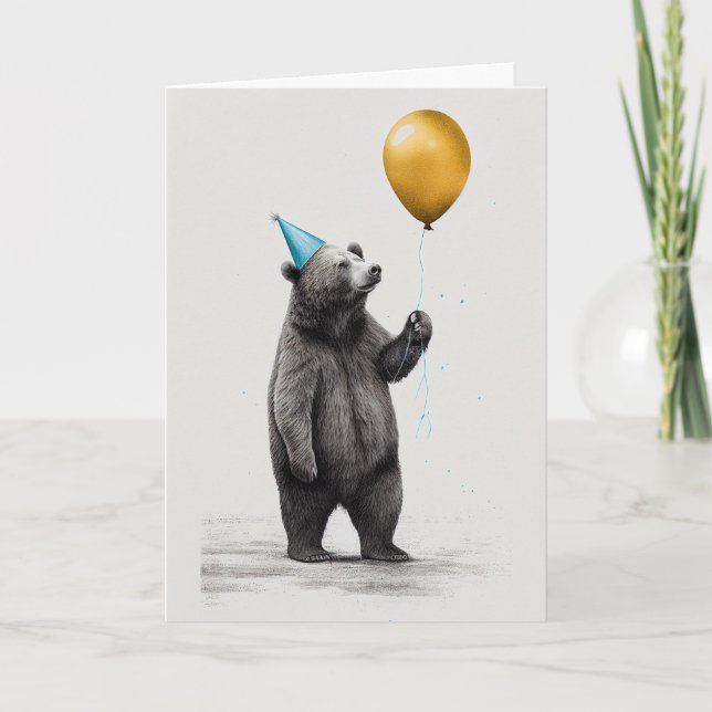 Birthday Card with Bear Folded Greeting Card (Front)