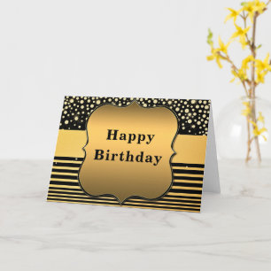 Birthday Card with Black Gold Glitter Sparkly