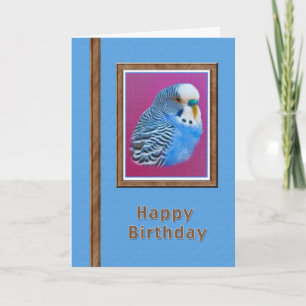 Birthday Card with Blue Parakeet