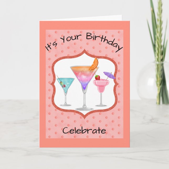 Birthday Card With Cocktails (Front)