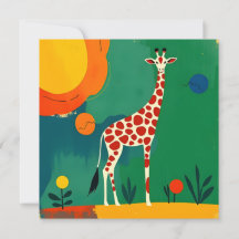 Birthday card With Colourful Giraffe Design