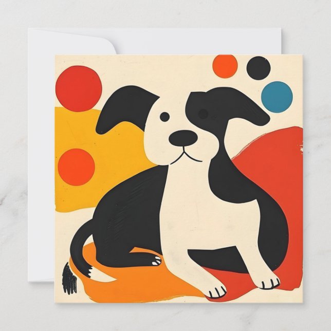 Birthday card With Colourful Puppy Design (Front)