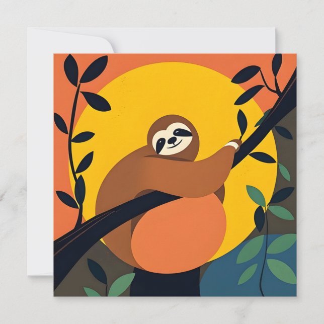 Birthday card With Colourful Sloth Design (Front)