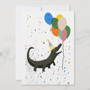 Birthday Card with Crocodile Flat Greeting Card