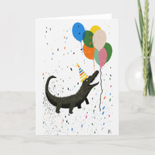Birthday Card with Crocodile Folded Greeting Card
