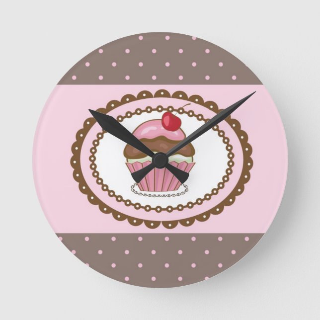Birthday card with cupcake round clock (Front)