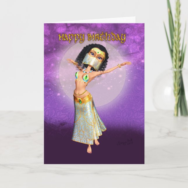 Birthday Card With Cute Arabian Night Dancer (Front)
