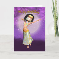Birthday Card With Cute Arabian Night Dancer