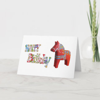 Birthday Card with Dala Horse