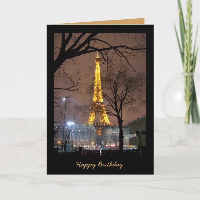 Birthday Card with Eiffel Tower Paris (Front)