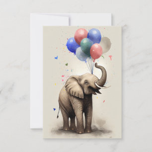 Birthday Card with Elephant Flat Greeting Card