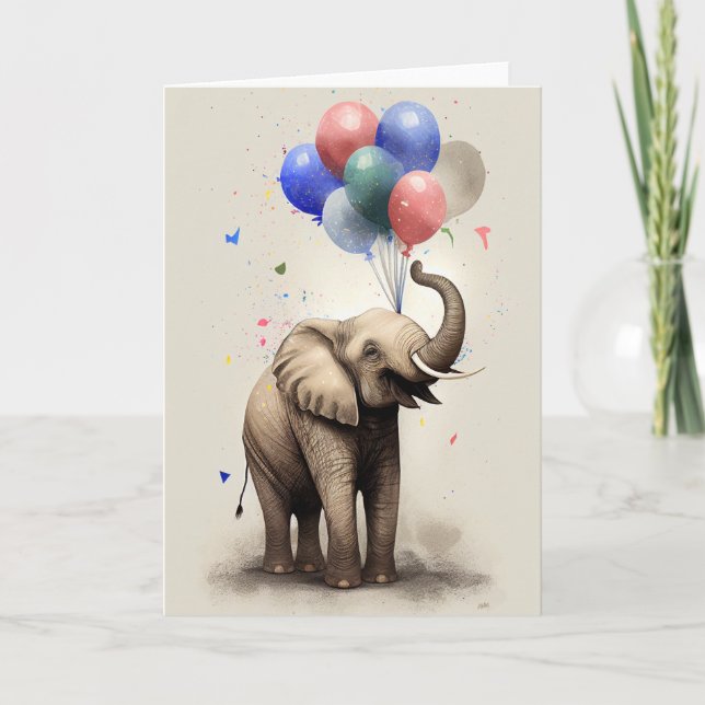 Birthday Card with Elephant Greeting Card (Front)