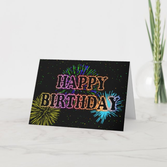 Birthday card with fireworks (Front)