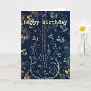 Birthday Card with Flowers Guitar - Customisable