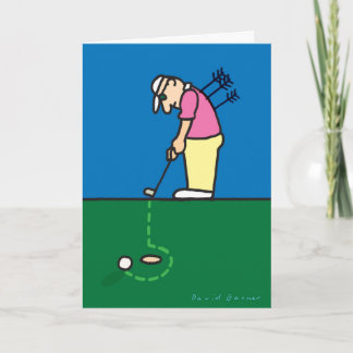 Birthday card with golfer illustration