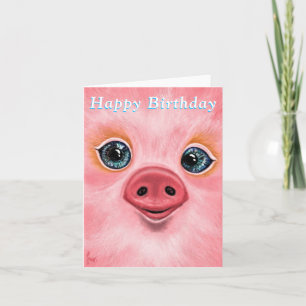 Birthday Card with Happy Baby Piglet