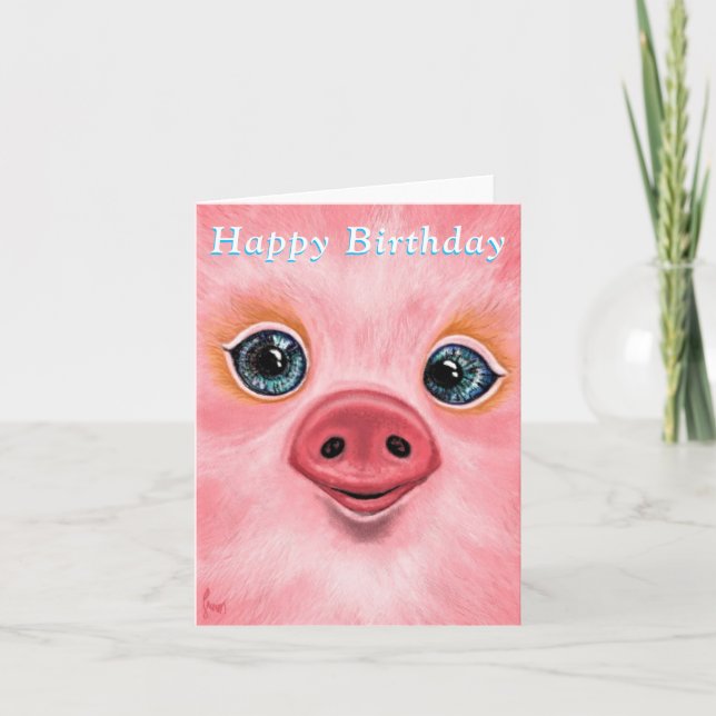 Birthday Card with Happy Baby Piglet (Front)