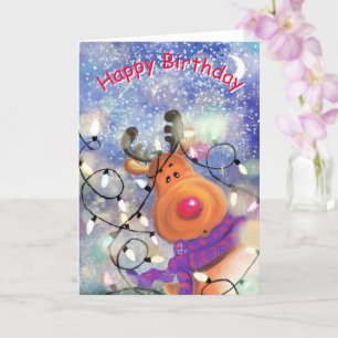 Birthday Card with Happy Reindeer