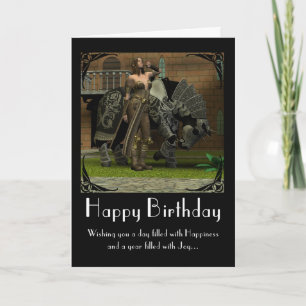Birthday Card with horse and warrior mediaeval
