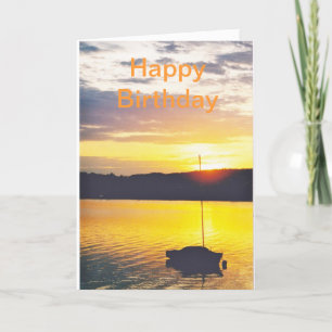 birthday card with image or sunset lake