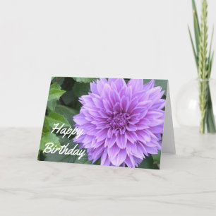 Birthday card with lavender dahlia