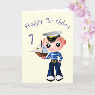 Birthday Card with Little Sailor Boy