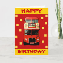Birthday Card with London Bus
