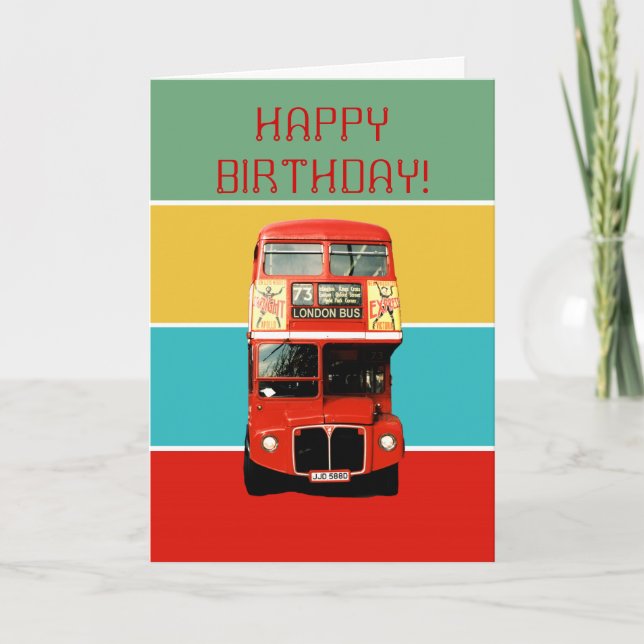 Birthday Card with London Bus (Front)