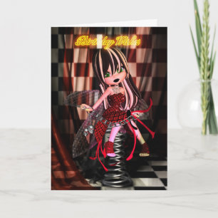 Birthday card with moonies Gothic Fairy