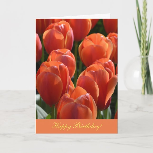 Birthday Card with Orange Tulips (Front)