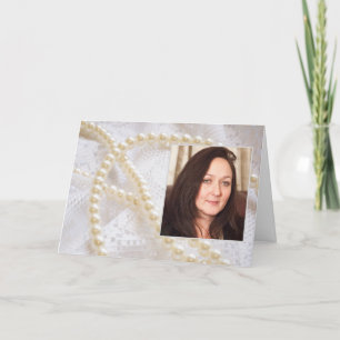 Birthday card with photo and pearls