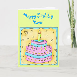 Birthday Card with Pink and Turquoise Cake