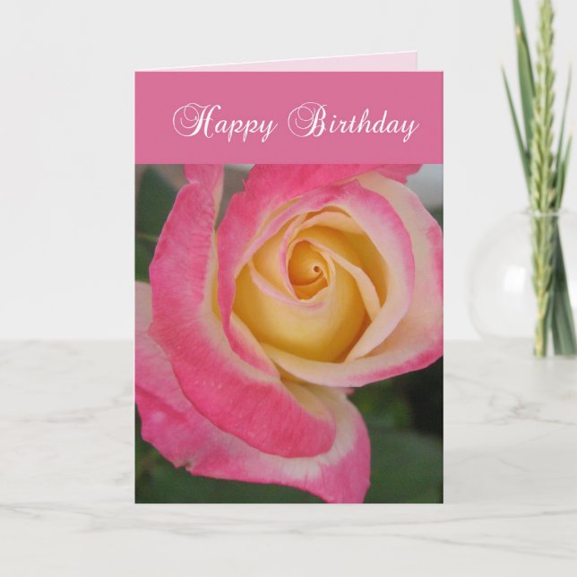 Birthday Card with Pink Rose, Religious, Christian (Front)