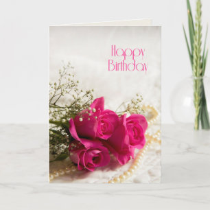 Birthday card with pink roses