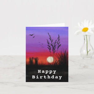 Birthday Card with Romantic Lake Sunset