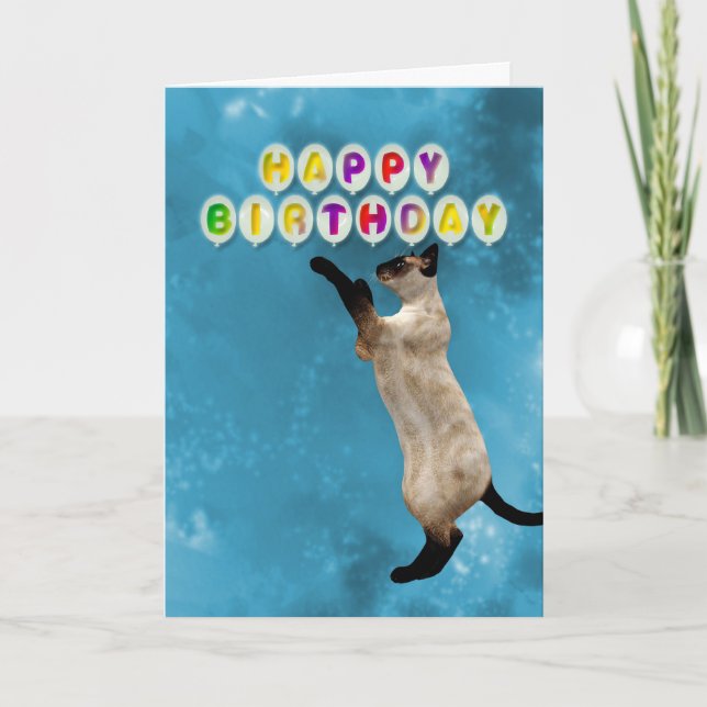 Birthday card with siamese cats (Front)