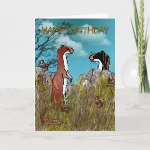 Birthday Card With Stoats And Mice