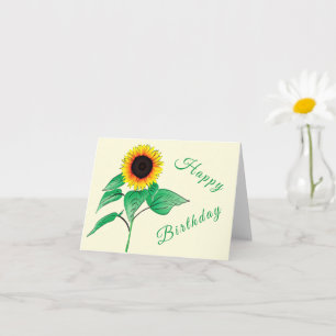 Birthday Card with Sunflower - Your Text - Colour