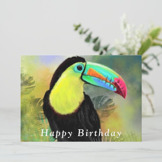 Birthday Card with Toucan Bird (Standing Front)