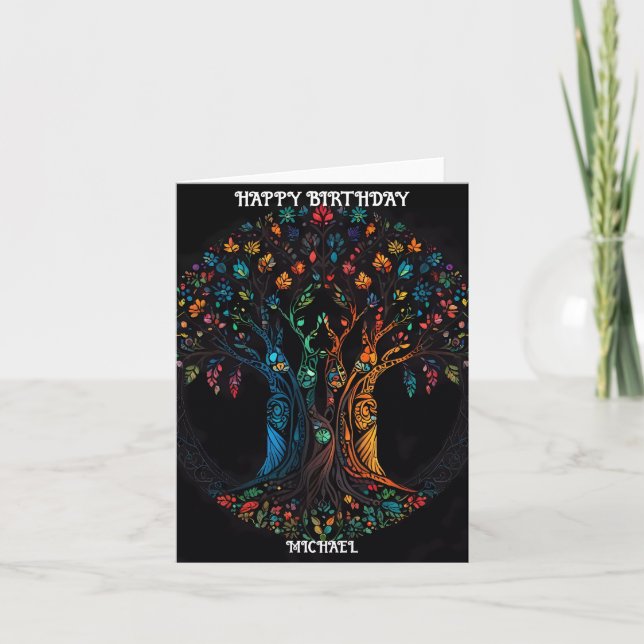 Birthday Card with Tree in full colour Invitation (Front)