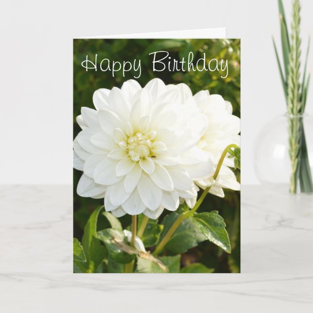 Birthday card with white dahlias (Front)