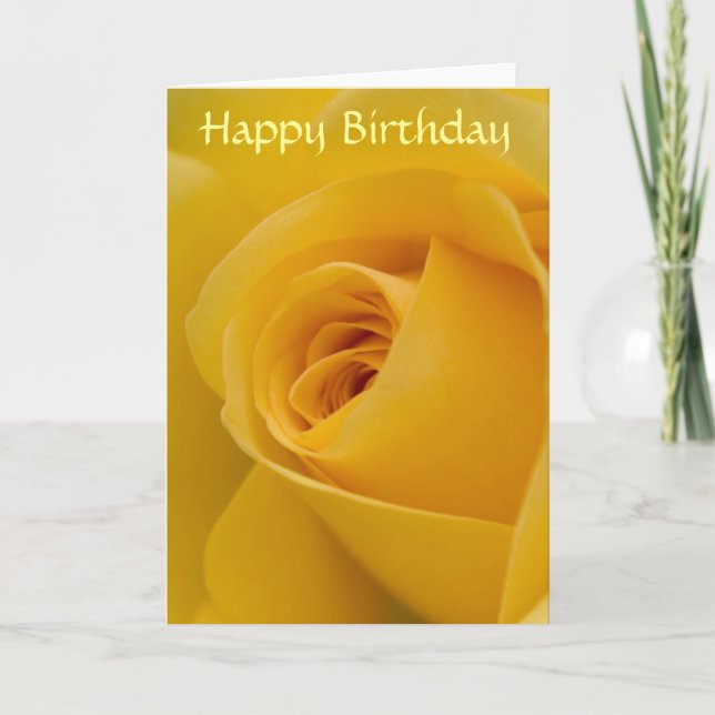 Birthday Card - Yellow Rose Flower (Front)