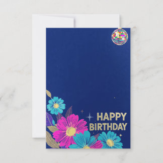 birthday cards blue modern flowers retro