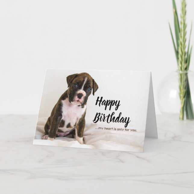 Birthday Cards Dogs - Boxer Dogs, Brindle Puppy (Front)